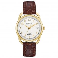 Ladies' Joseph Bulova Commodore Limited Edition Automatic Brown Leather Watch | 34.4mm | 97M117
