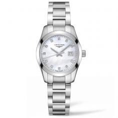 Ladies Longines Conquest Classic Stainless Steel Diamond Watch