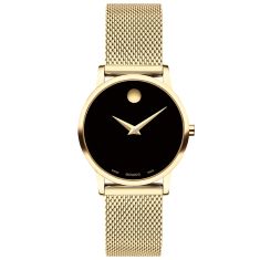 Movado Museum Classic Black Dial Yellow Gold-Tone Watch | 28mm | 0607627