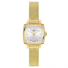 Ladies' Tissot Lovely Square Gold-Tone Stainless Steel Mesh Watch T0581093303100