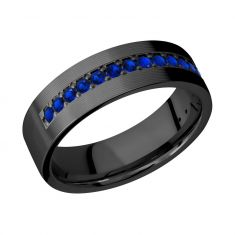 image of Lashbrook Black Zirconium Blue Sapphire Comfort Fit Band, 7mm with sku:Z7FHE-SAPH