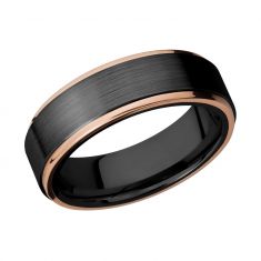 Lashbrook Black Zirconium and Rose Gold Edge Comfort Fit Band, 8mm