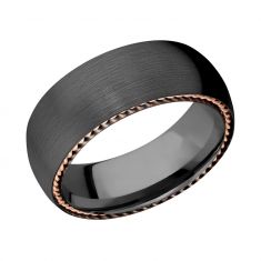 Lashbrook Black Zirconium and Rose Gold Side Braid Edge Comfort Fit Band, 8mm