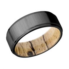 Lashbrook Black Zirconium and Spalted Tamarind Wood Sleeve Comfort Fit Band, 8mm