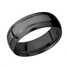 Lashbrook Black Zirconium Domed Comfort Fit Band, 8mm