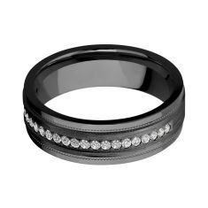 Lashbrook Black Zirconium Lab Grown Diamond Milgrain Comfort Fit Band, 7mm