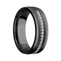 Lashbrook Black Zirconium Lab Grown Diamond Milgrain Comfort Fit Band, 7mm