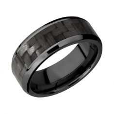 Lashbrook Black Zirconium with Carbon Fiber Inlay Comfort Fit Band, 8mm