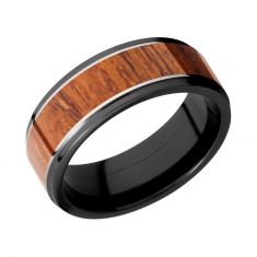 Lashbrook Black Zirconium with Desert Ironwood Inlay Flat Comfort Fit Band, 8mm