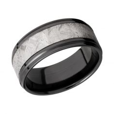 Lashbrook Black Zirconium with Meteorite Inlay Flat Comfort Fit Band, 9mm