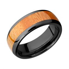 Lashbrook Black Zirconium with Osage Orange Wood Inlay Comfort Fit Band, 8mm