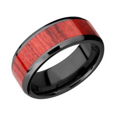 Lashbrook Black Zirconium with Redheart Wood Inlay Comfort Fit Band, 8mm