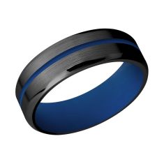 Lashbrook Black Zirconium with Royal Blue Cerakote Inlay and Sleeve Comfort Fit Band, 7mm