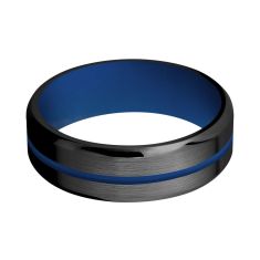 Lashbrook Black Zirconium with Royal Blue Cerakote Inlay and Sleeve Comfort Fit Band, 7mm