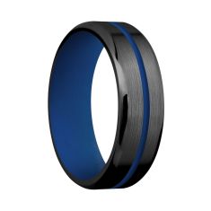 Lashbrook Black Zirconium with Royal Blue Cerakote Inlay and Sleeve Comfort Fit Band, 7mm