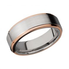 Lashbrook Cobalt Chrome and Rose Gold Edge Comfort Fit Band, 7mm