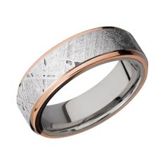 Lashbrook Cobalt Chrome and Rose Gold with Meteorite Inlay Flat Comfort Fit Band, 7mm