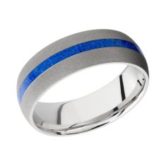 Lashbrook Cobalt Chrome with Lapis Inlay Domed Comfort Fit Band, 8mm