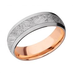Lashbrook Cobalt Chrome with Meteorite Inlay and Rose Gold Sleeve Comfort Fit Band, 7mm