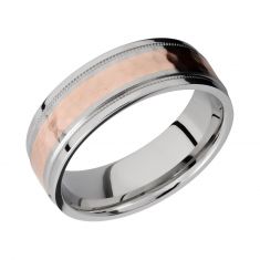 Lashbrook Cobalt Chrome with Rose Gold Inlay Flat Comfort Fit Band, 7.5mm