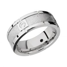 Lashbrook Diamond Cobalt Chrome and Meteorite Inlay Comfort Fit Band, 8mm