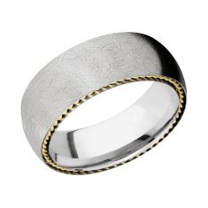 Lashbrook Distressed Cobalt Chrome and Yellow Gold Edge Comfort Fit Band, 8mm