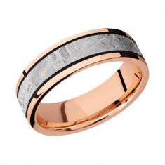 Lashbrook Rose Gold with Meteorite and Black Cerakote Inlay Comfort Fit Band, 7mm