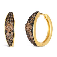 Le Vian 1 1/5ctw Chocolate Diamonds 14k Honey Gold Hoop Earrings