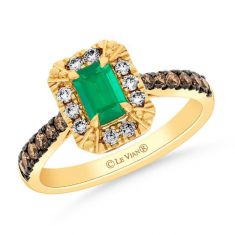 Le Vian 1/2ctw Chocolate Diamonds and Nude Diamonds Costa Smeralda Emeralds 14k Honey Gold Ring