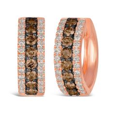 Le Vian 1 3/8ctw Chocolate Diamonds and Nude Diamonds 14k Strawberry Gold Hoop Earrings