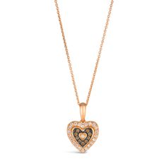 Le Vian® 1/4ctw Chocolate Diamonds® and Nude Diamonds™ in 14k Strawberry Gold® Heart Pendant Necklace