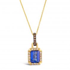Le Vian 1/5ctw Diamonds and Chocolate Diamonds Blueberry Tanzanite 14k Honey Gold Pendant Necklace