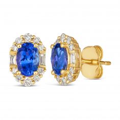 Le Vian 1/4ctw Vanilla Diamonds and Blueberry Tanzanite 14k Honey Gold Earrings