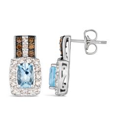 Le Vian 5/8ctw Chocolate Diamonds and Nude Diamonds Blue Topaz 14k Vanilla Gold Earrings