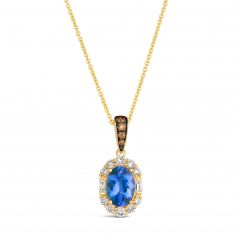 Le Vian 1/3ctw Vanilla Diamonds and Chocolate Diamonds Blueberry Tanzanite Chocolatier 14k Honey Gold Pendant Necklace