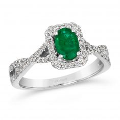 Le Vian 1/3ctw Nude Diamonds and Costa Smeralda Emeralds 14k Vanilla Gold Ring