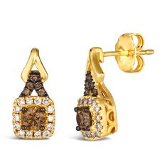 Le Vian 5/8ctw Chocolate Diamonds and Nude Diamonds 14k Honey Gold Halo Earrings