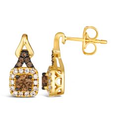 Le Vian® Desert Diamonds 5/8ctw Chocolate Diamonds® and Nude Diamonds™ 14k Honey Gold™ Halo Earrings