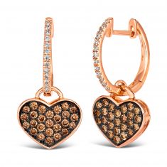 Le Vian 5/8ctw Chocolate Diamonds and Nude Diamonds in 14k Strawberry Gold Heart Earrings