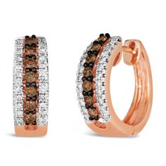 Le Vian 5/8ctw Chocolate Diamonds and Vanilla Diamonds 14k Strawberry Gold Hoop Earrings