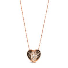 Le Vian® 5/8ctw Chocolate Ombré Diamonds® and Vanilla Diamonds™ in 14k Strawberry Gold® Heart Pendant Necklace
