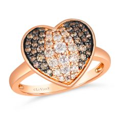 Le Vian 5/8ctw Chocolate Ombr Diamonds and Vanilla Diamonds in 14k Strawberry Gold Heart Ring | Size 7