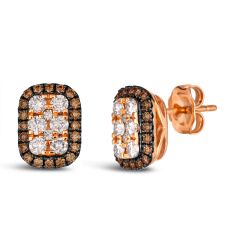 Le Vian 7/8ctw Chocolate Diamonds and Vanilla Diamonds 14k Strawberry Gold Earrings