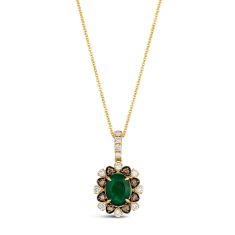 Le Vian® Costa Smeralda Emeralds™ 1/2ctw Nude Diamonds™ and Chocolate Diamonds® 14k Honey Gold™ Pendant Necklace
