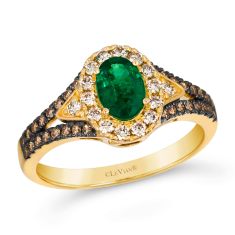 Le Vian® Costa Smeralda Emeralds™ 1/2ctw Nude Diamonds™ and Chocolate Diamonds® 14k Honey Gold™ Ring | Size 7