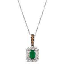 Le Vian Costa Smeralda Emeralds 1/4ctw Chocolate Diamonds and Nude Diamonds 14k Vanilla Gold Pendant Necklace