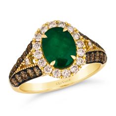 Le Vian® Costa Smeralda Emeralds™ 1ctw Nude Diamonds™ and Chocolate Diamonds® 14k Honey Gold™ Ring | Size 7