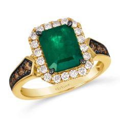 Le Vian® Costa Smeralda Emeralds™ 5/8ctw Nude Diamonds™ and Chocolate Diamonds® 14k Honey Gold™ Ring | Size 7