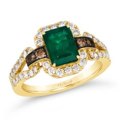 Le Vian® Costa Smeralda Emeralds™ 7/8ctw Nude Diamonds™ and Chocolate Diamonds® 14k Honey Gold™ Ring | Size 7