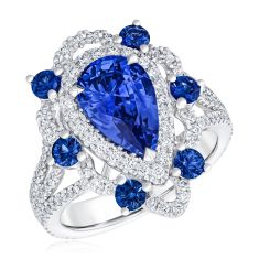 Le Vian Couture® Cornflower Sapphire™, Blueberry Sapphire™ and 5/8ctw Vanilla Diamonds® Platinum Ring